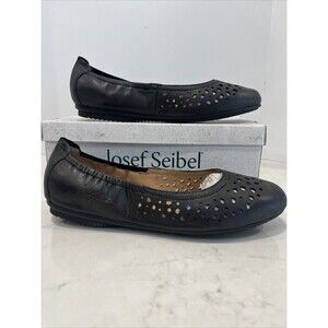 Josef Seibel Pippa Ballet Dress Flats Black Leather Cushioned Shoes EU40 US9-9.5